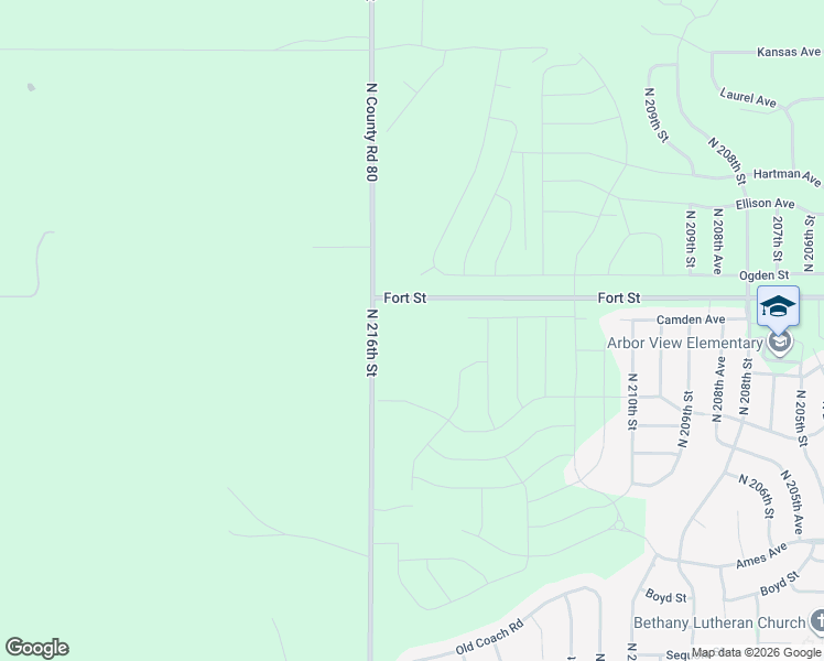 map of restaurants, bars, coffee shops, grocery stores, and more near 20401-21599 Fort Street in Omaha