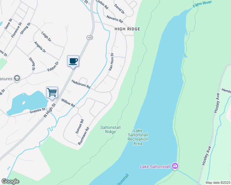 map of restaurants, bars, coffee shops, grocery stores, and more near 40 Hellstrom Road in East Haven