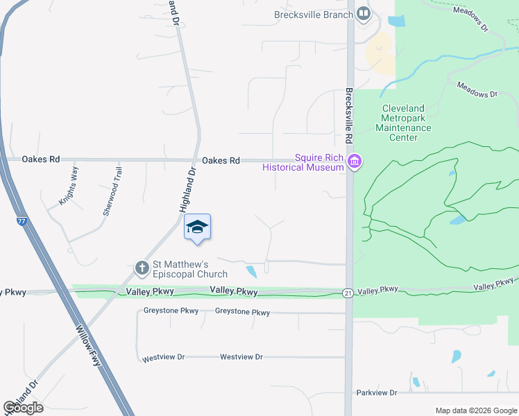 map of restaurants, bars, coffee shops, grocery stores, and more near 9455 Glen Drive in Brecksville