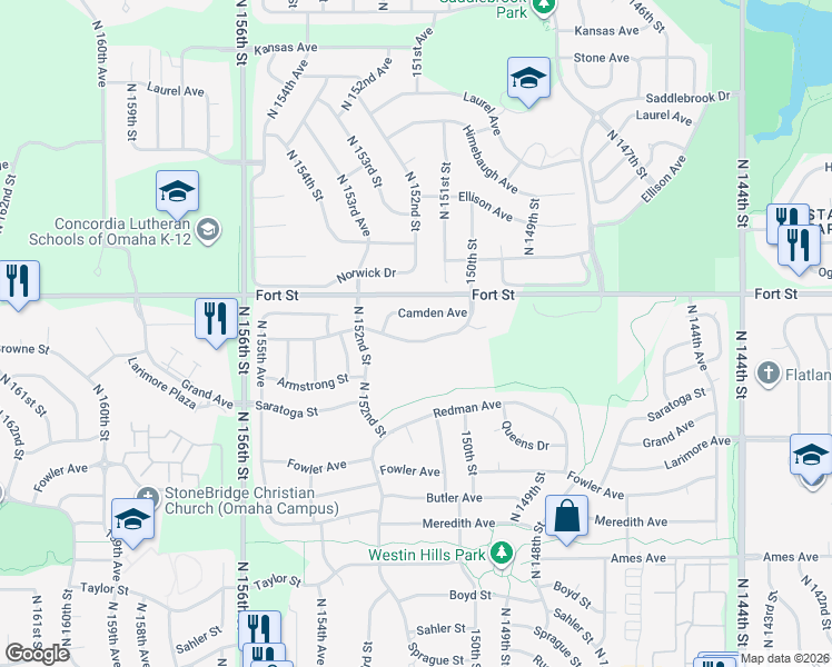 map of restaurants, bars, coffee shops, grocery stores, and more near 15106 Tibbles Street in Omaha