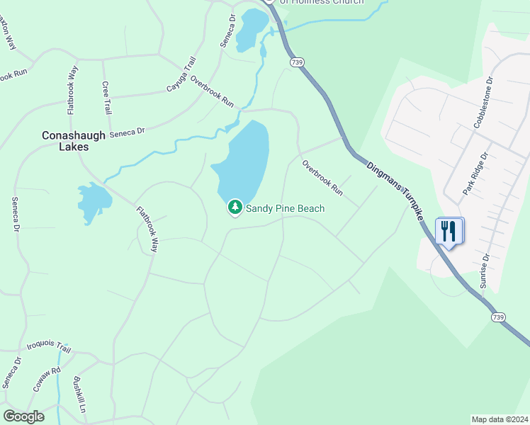 map of restaurants, bars, coffee shops, grocery stores, and more near 123 Sandy Pine Trail in Milford