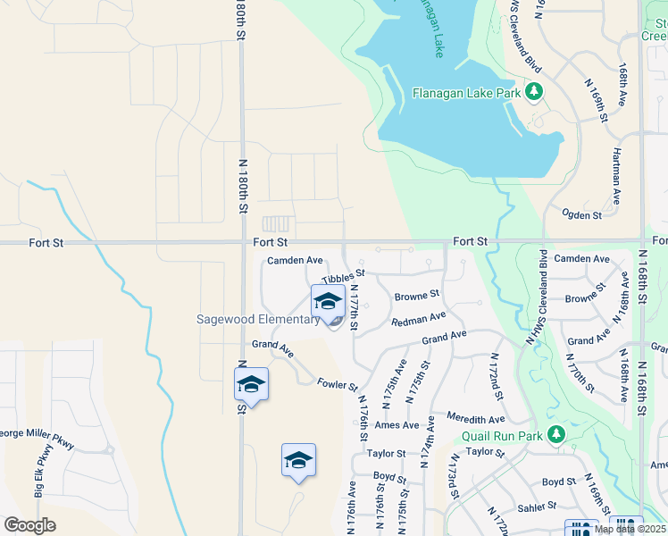 map of restaurants, bars, coffee shops, grocery stores, and more near 5157 North 177th Avenue in Omaha