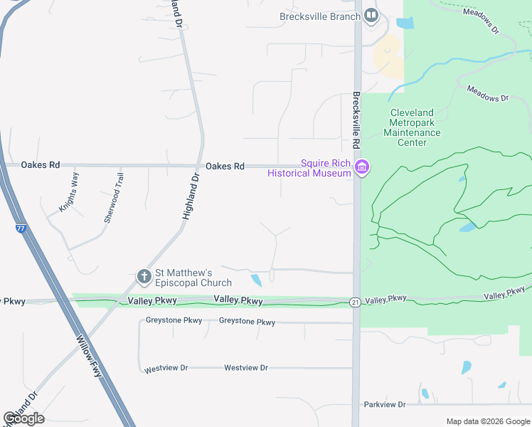 map of restaurants, bars, coffee shops, grocery stores, and more near 9455 Glen Dr in Brecksville
