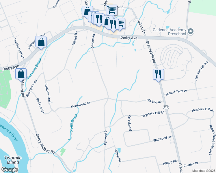 map of restaurants, bars, coffee shops, grocery stores, and more near 969 Garden Road in Orange