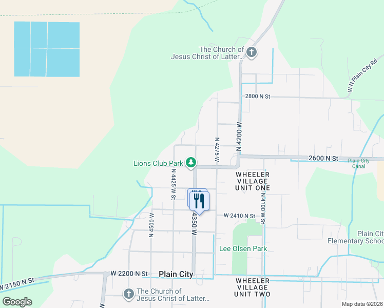 map of restaurants, bars, coffee shops, grocery stores, and more near 2631 North 4350 West in Plain City