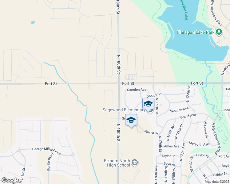 map of restaurants, bars, coffee shops, grocery stores, and more near 5194 North 179th Avenue in Omaha