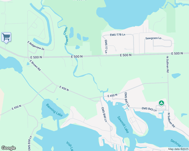 map of restaurants, bars, coffee shops, grocery stores, and more near 5903 East 500 North in Leesburg