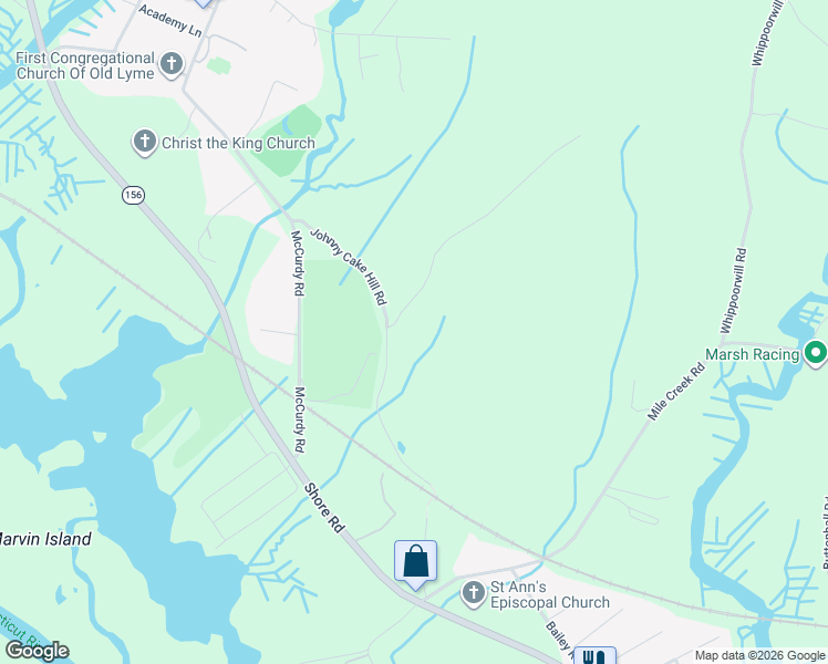 map of restaurants, bars, coffee shops, grocery stores, and more near 20 Johnny Cake Hill Road in Old Lyme