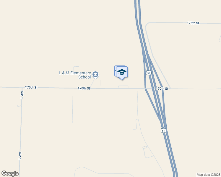 map of restaurants, bars, coffee shops, grocery stores, and more near 14506 170th Street in Letts