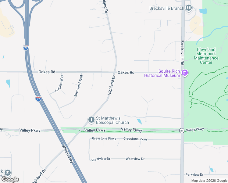 map of restaurants, bars, coffee shops, grocery stores, and more near 9423 Highland Drive in Brecksville