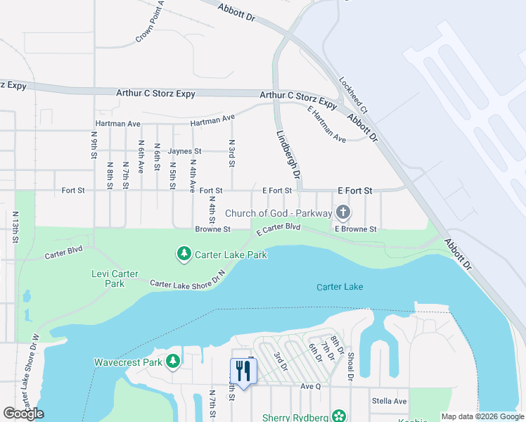 map of restaurants, bars, coffee shops, grocery stores, and more near 722 E Camden Ave in Omaha