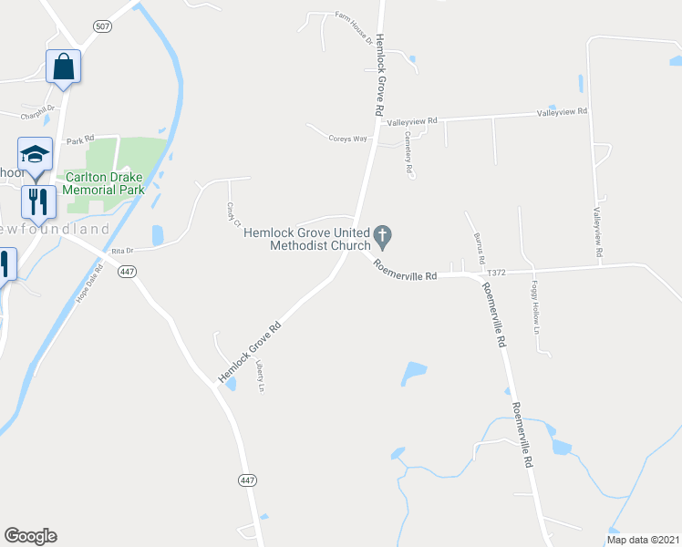 map of restaurants, bars, coffee shops, grocery stores, and more near 230 Hemlock Grove Rd in Greentown