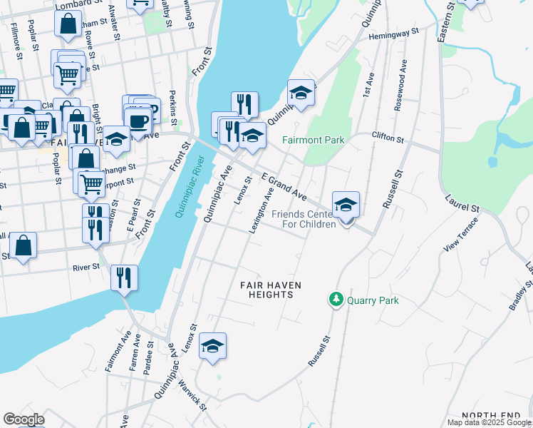 map of restaurants, bars, coffee shops, grocery stores, and more near 288 Lexington Avenue in New Haven