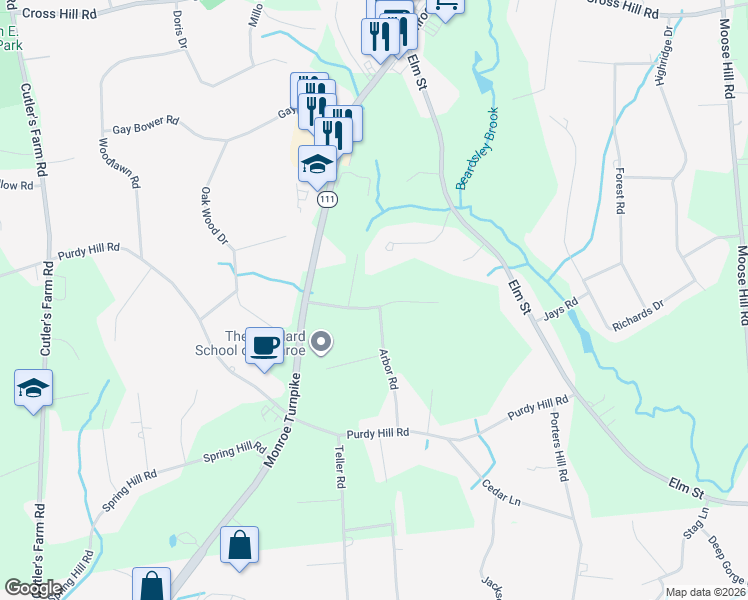 map of restaurants, bars, coffee shops, grocery stores, and more near 32 Ryegate Terrace in Monroe