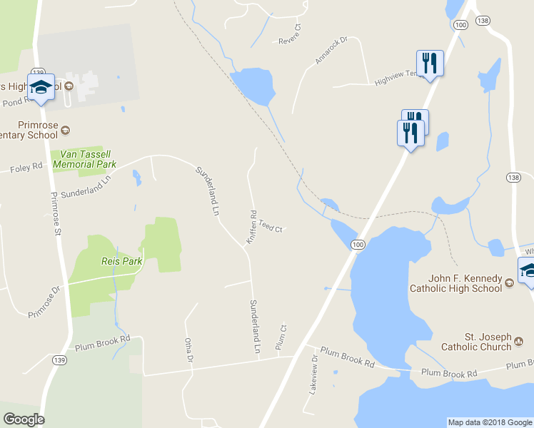 map of restaurants, bars, coffee shops, grocery stores, and more near 1 Teed Court in Katonah