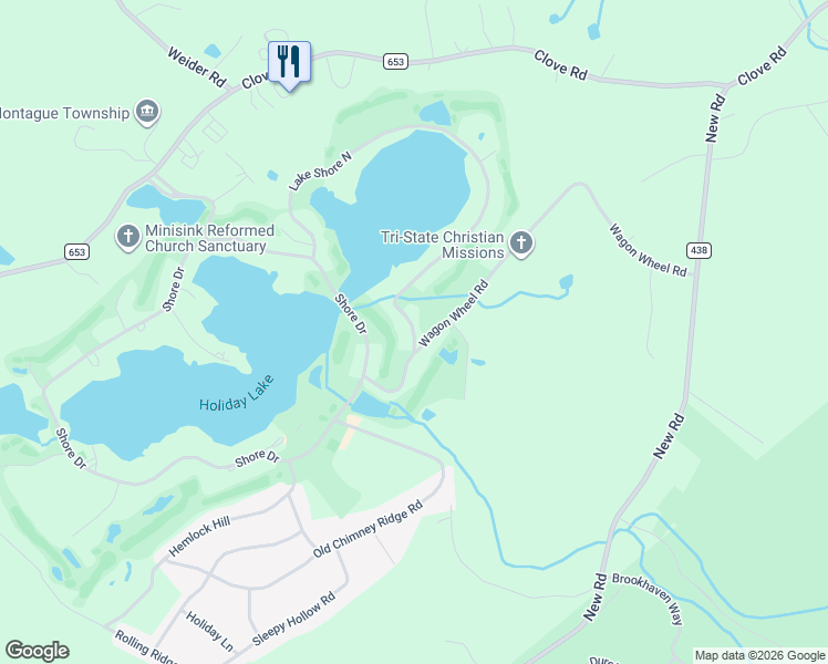 map of restaurants, bars, coffee shops, grocery stores, and more near 414 Shore Drive in Montague