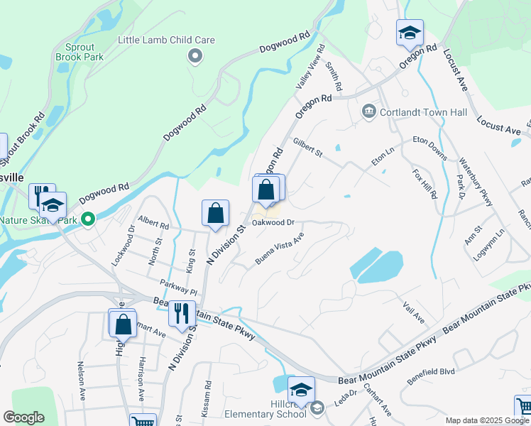 map of restaurants, bars, coffee shops, grocery stores, and more near 1 Delancy Avenue in Peekskill