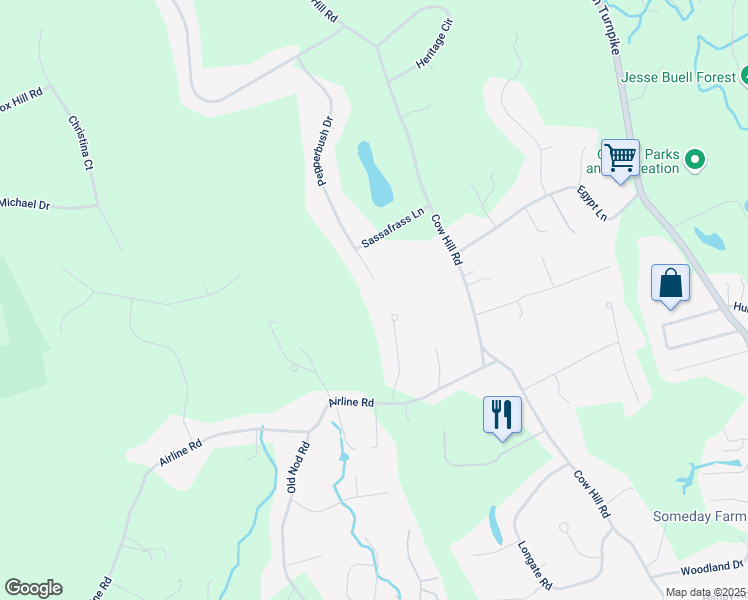map of restaurants, bars, coffee shops, grocery stores, and more near 38 Pepperbush Drive in Clinton