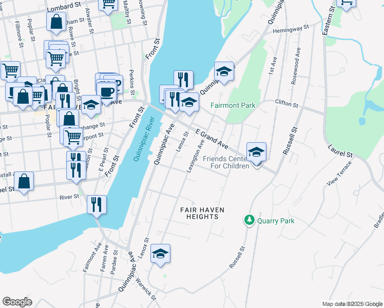map of restaurants, bars, coffee shops, grocery stores, and more near 288 Lexington Avenue in New Haven