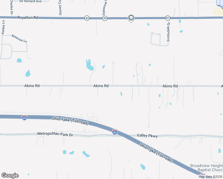 map of restaurants, bars, coffee shops, grocery stores, and more near 2941 Akins Road in Broadview Heights