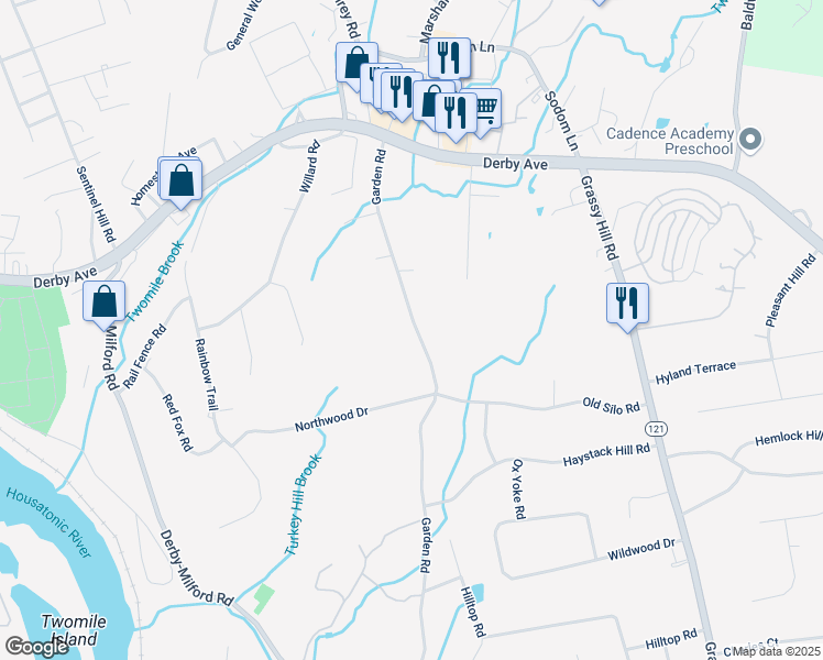 map of restaurants, bars, coffee shops, grocery stores, and more near 969 Garden Road in Orange