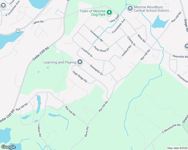 map of restaurants, bars, coffee shops, grocery stores, and more near 19 High Ridge Road in Monroe