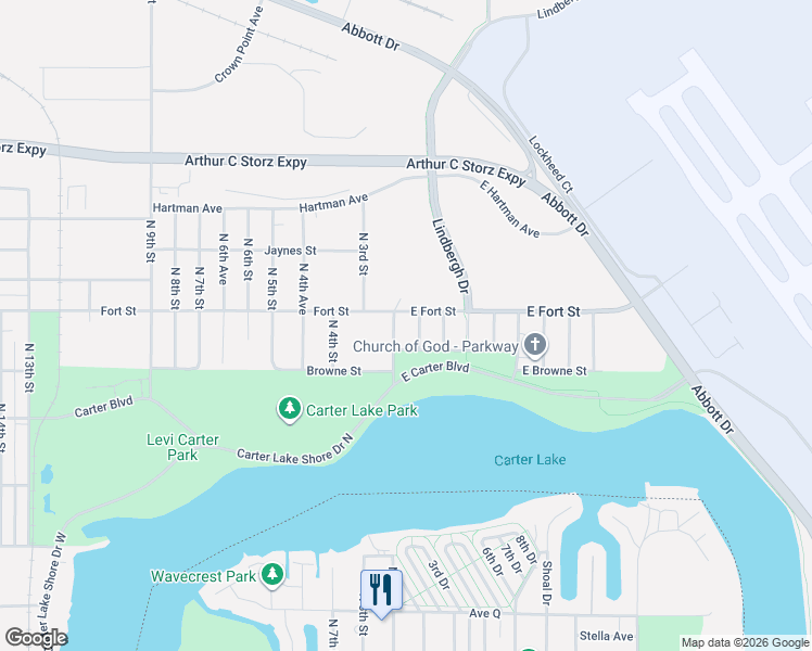 map of restaurants, bars, coffee shops, grocery stores, and more near 722 East Camden Avenue in Omaha