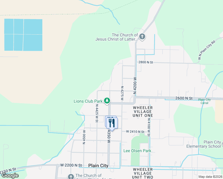 map of restaurants, bars, coffee shops, grocery stores, and more near 2631 North 4350 West in Plain City