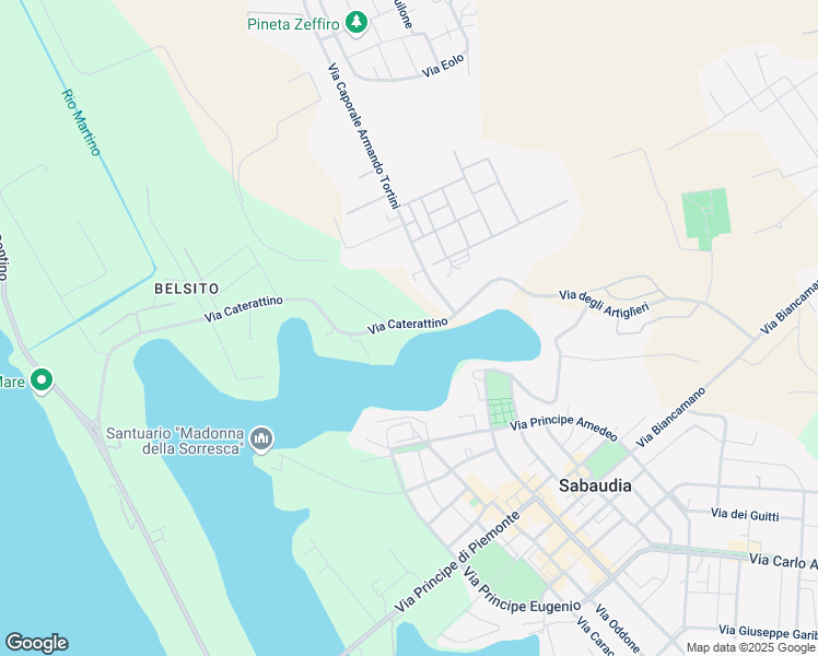 map of restaurants, bars, coffee shops, grocery stores, and more near 8 Viale Conte Verde in Sabaudia