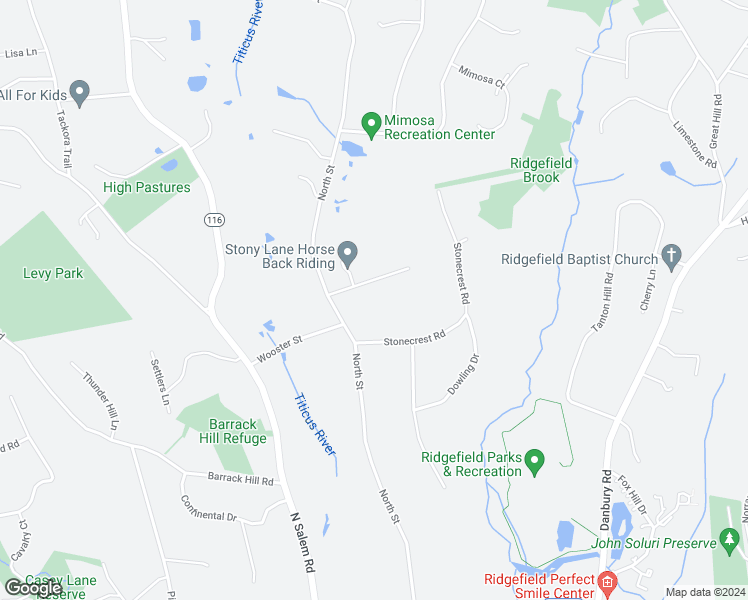 map of restaurants, bars, coffee shops, grocery stores, and more near 240 North Street in Ridgefield