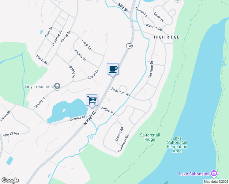 map of restaurants, bars, coffee shops, grocery stores, and more near 957 North High Street in East Haven