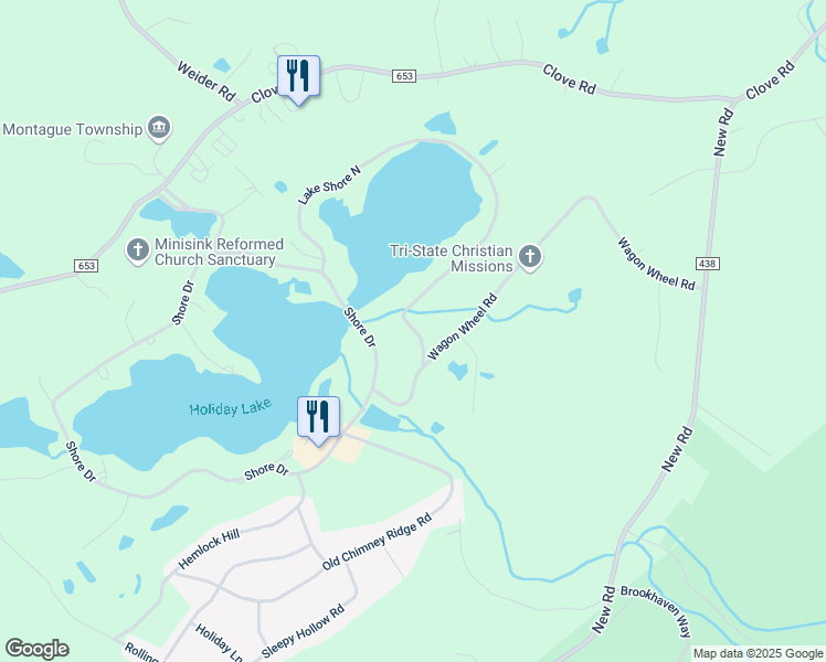map of restaurants, bars, coffee shops, grocery stores, and more near 307 Lake Shore South in Montague