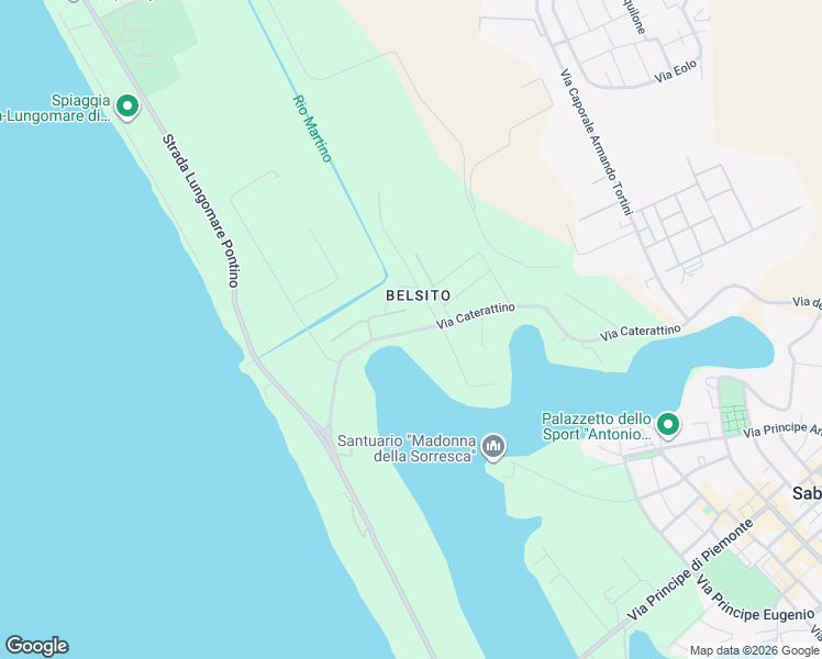 map of restaurants, bars, coffee shops, grocery stores, and more near 3 Belsito in Sabaudia