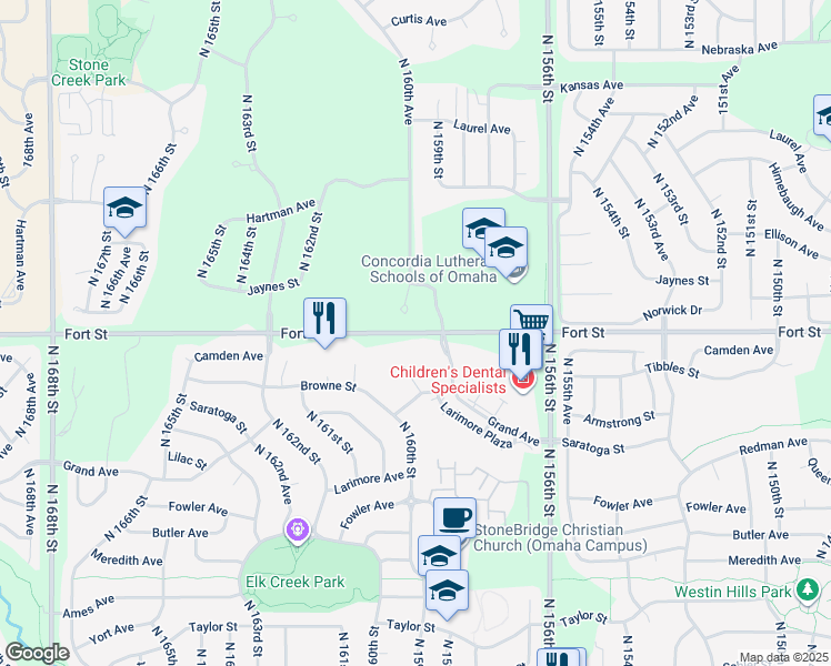 map of restaurants, bars, coffee shops, grocery stores, and more near in Omaha