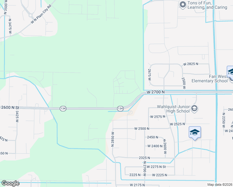 map of restaurants, bars, coffee shops, grocery stores, and more near North 2830 West in Plain City