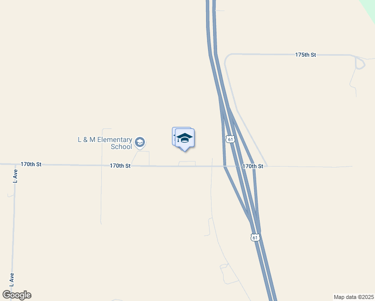 map of restaurants, bars, coffee shops, grocery stores, and more near 14354 170th Street in Letts