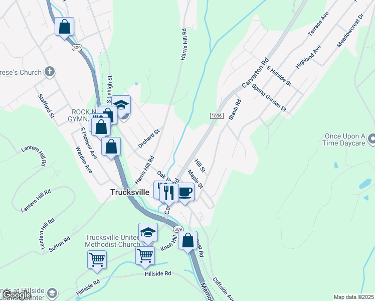 map of restaurants, bars, coffee shops, grocery stores, and more near 92 Carverton Road in Shavertown