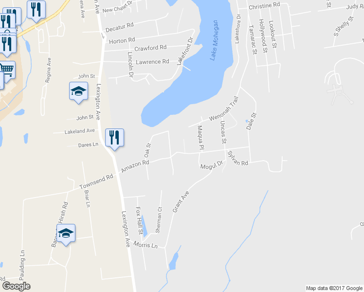 map of restaurants, bars, coffee shops, grocery stores, and more near 1684 Amazon Road in Mohegan Lake