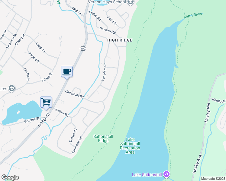 map of restaurants, bars, coffee shops, grocery stores, and more near 56 Hellstrom Road in East Haven