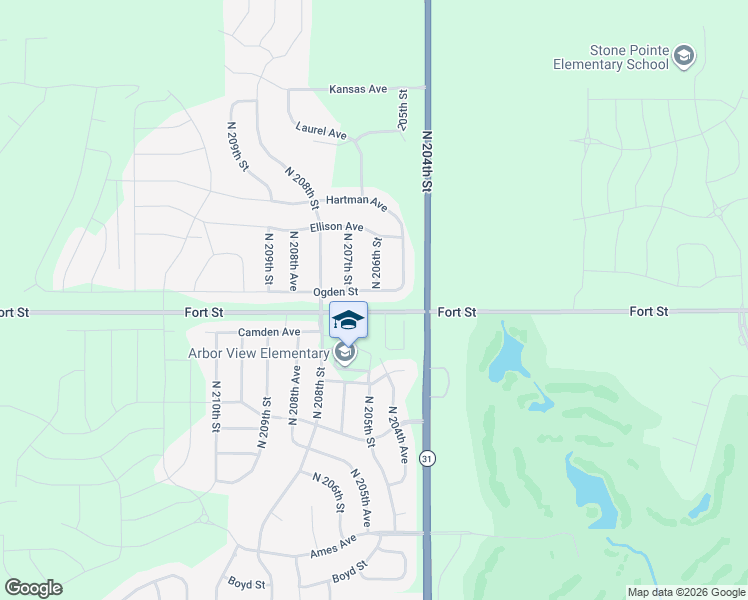 map of restaurants, bars, coffee shops, grocery stores, and more near 20400-21598 Fort Street in Omaha