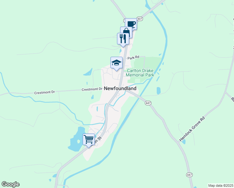 map of restaurants, bars, coffee shops, grocery stores, and more near 960 Main Street in Newfoundland