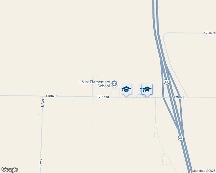 map of restaurants, bars, coffee shops, grocery stores, and more near 14506 170th Street in Letts