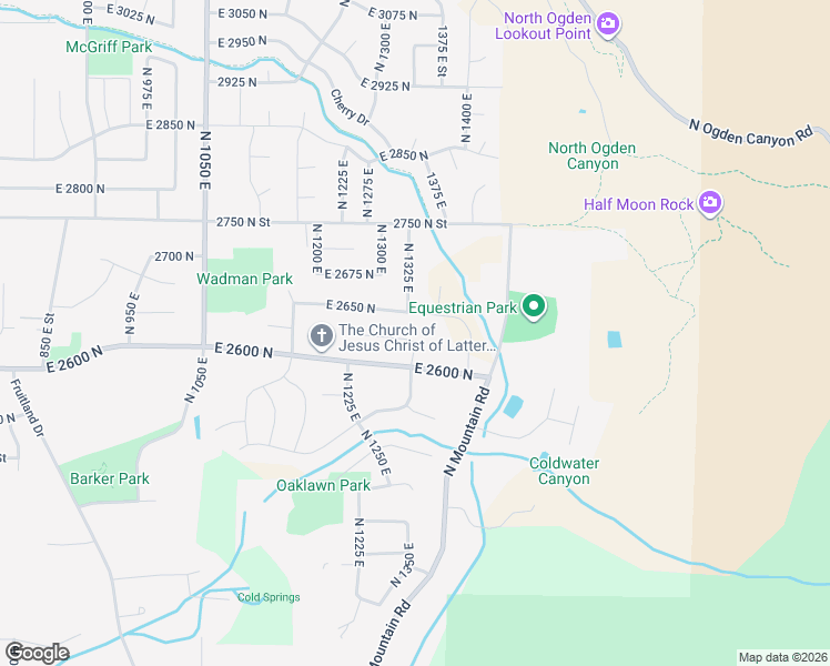 map of restaurants, bars, coffee shops, grocery stores, and more near 1337 East 2650 North in Ogden