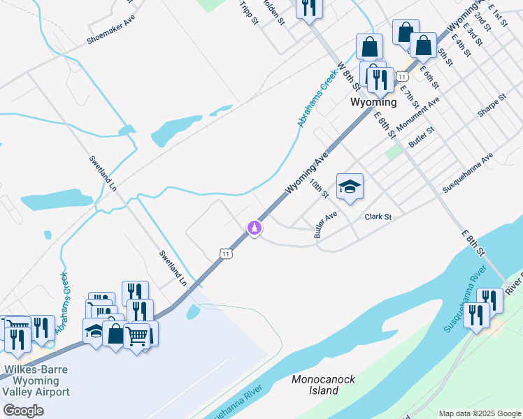 map of restaurants, bars, coffee shops, grocery stores, and more near 675 Wyoming Avenue in Wyoming