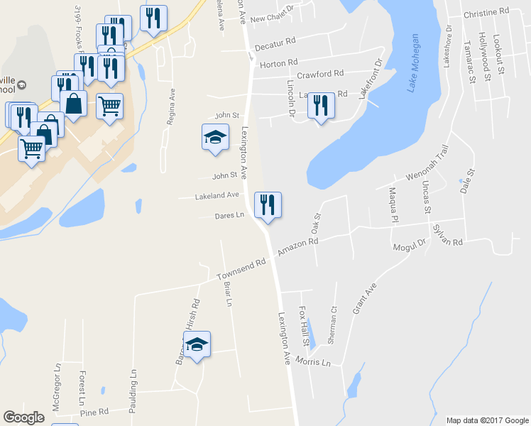 map of restaurants, bars, coffee shops, grocery stores, and more near 3120 Lexington Avenue in Mohegan Lake