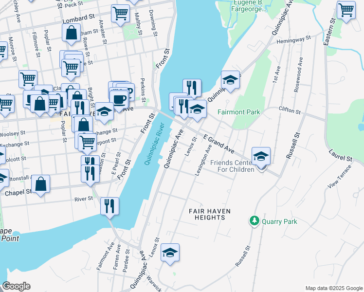map of restaurants, bars, coffee shops, grocery stores, and more near 11 Welcome Street in New Haven