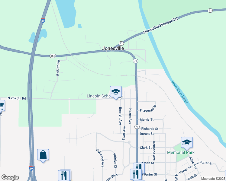 map of restaurants, bars, coffee shops, grocery stores, and more near 919 Mormon Street in Oglesby