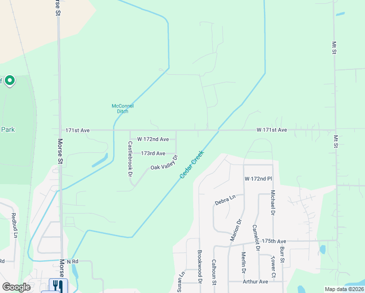 map of restaurants, bars, coffee shops, grocery stores, and more near 17203 Oak Valley Dr in Lowell