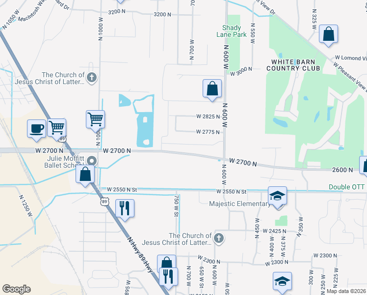map of restaurants, bars, coffee shops, grocery stores, and more near 759 Fox Meadow Drive in Pleasant View