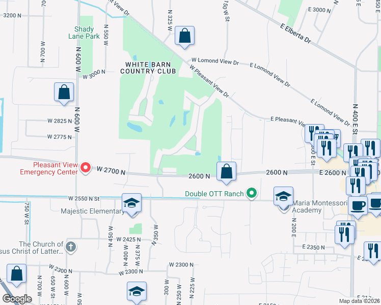 map of restaurants, bars, coffee shops, grocery stores, and more near 229 Rose Anne Circle in Ogden